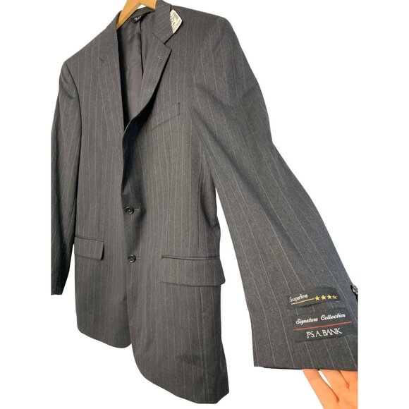 Jos. A. Bank Signature Wool 2-Button Grey Stripe Suit Jacket Only Size 44L 8106 - Picture 7 of 9